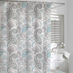Cassadecor Floral Swirls Fabric Shower Curtain