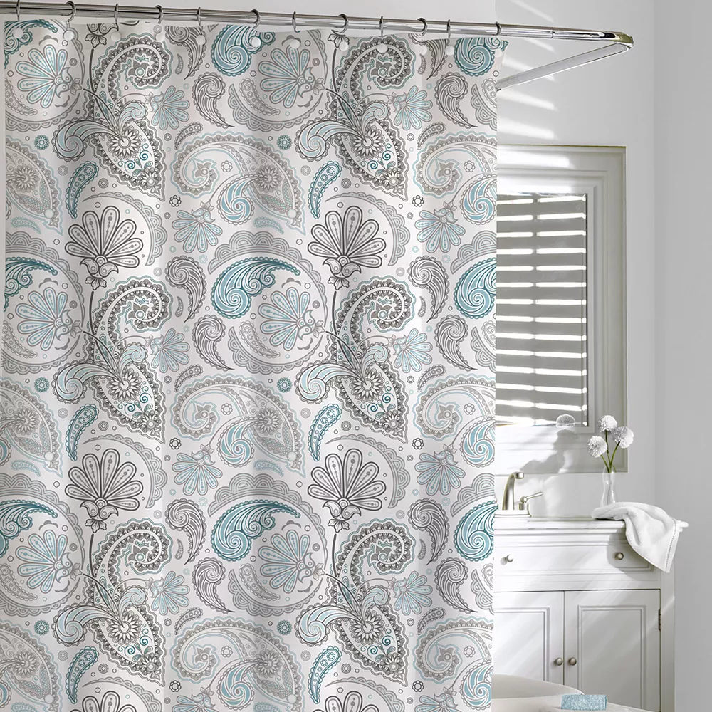 Cassadecor Floral Swirls Fabric Shower Curtain