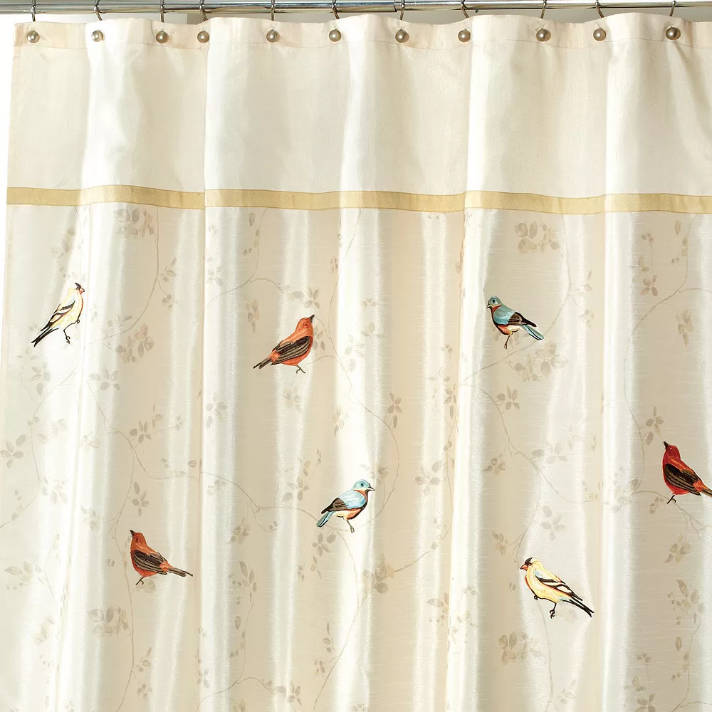 Avanti Gilded Birds Fabric Shower Curtain
