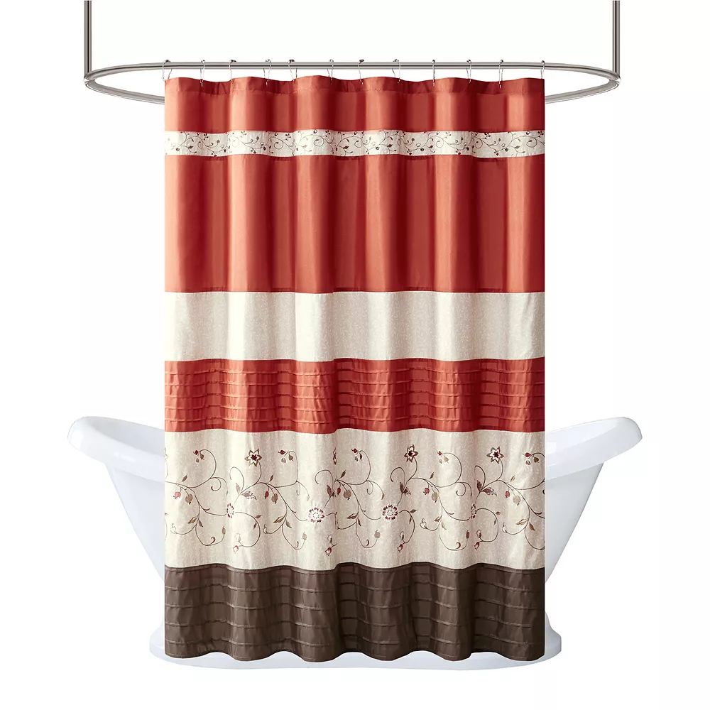 Madison Park Belle Faux Silk Embroidered Floral Shower Curtain - Image 3
