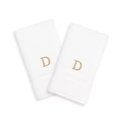 Linum Home Textiles 2-pack Gold-Tone Monogram Hand Towel