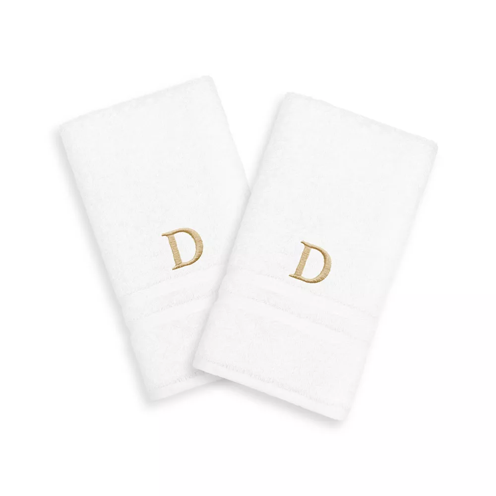 Linum Home Textiles 2-pack Gold-Tone Monogram Hand Towel