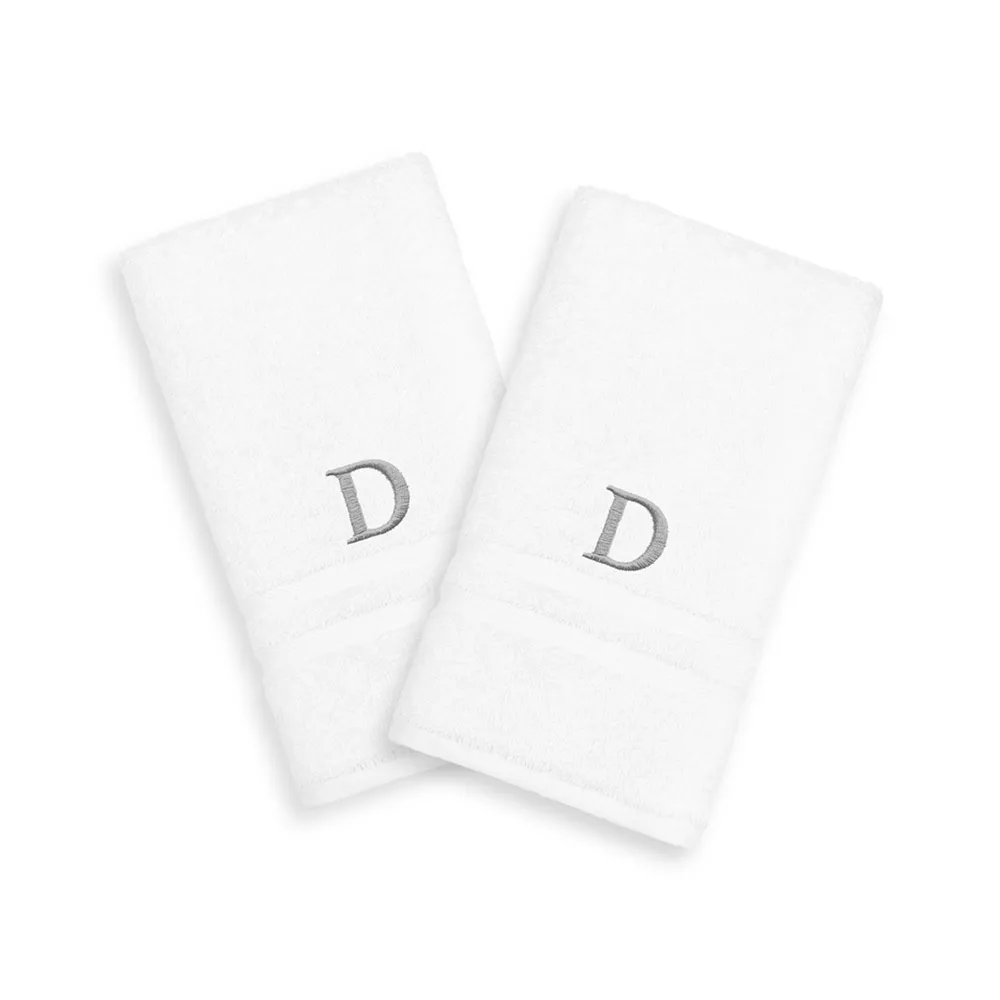 Linum Home Textiles 2-pack Silver-Tone Monogram Hand Towel