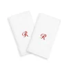 Linum Home Textiles Red Script Denzi Single Letter 2-pack Monogram Hand Towel