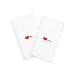 Linum Home Textiles "I Love You" Embroidered 2-pack Hand Towels