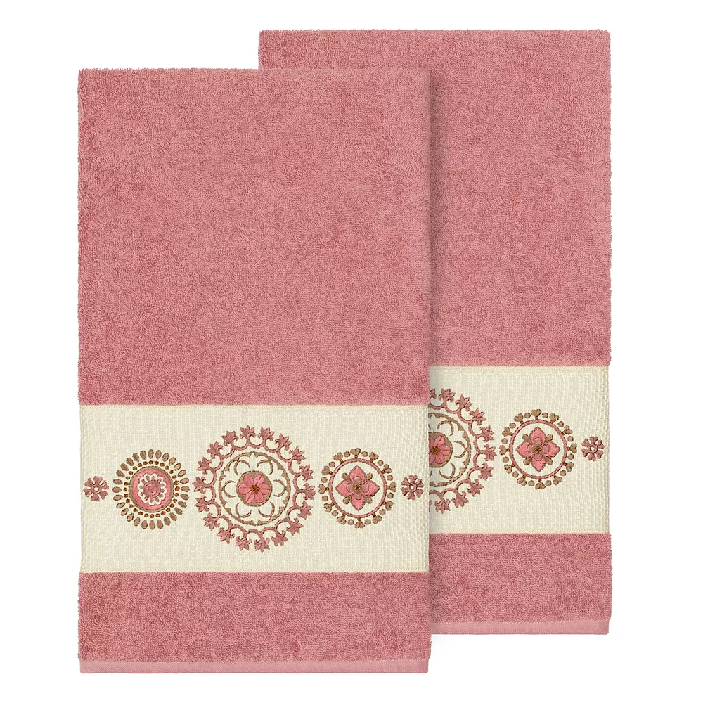 Linum Home Textiles Turkish Cotton Isabelle Embellished Bath Towel Set