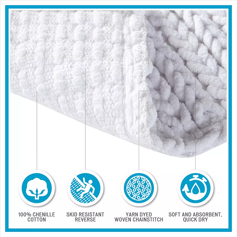 Madison Park Copula Yarn Dyed Cotton Chenille Chain Stitch Bath Rug - Image 6