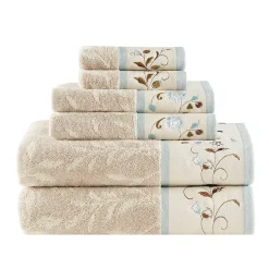 Madison Park Belle 6-piece Embroidered Cotton Jacquard Bath Towel Set