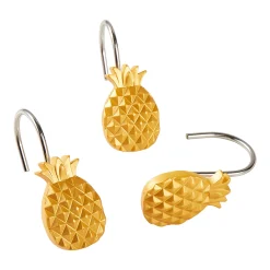 Saturday Knight, Ltd. Gilded Pineapple Shower Curtain Hooks - 12-pack