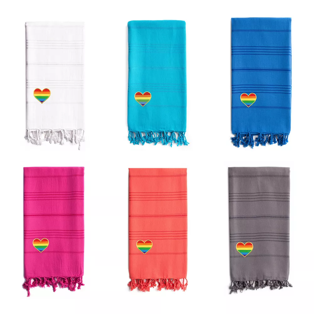 Linum Home Textiles Turkish Cotton Summer Fun Cheerful Rainbow Heart Pestemal Beach Towel - Image 5