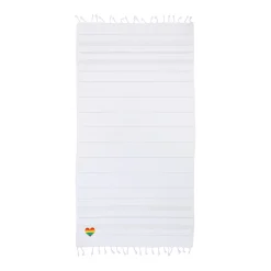 Linum Home Textiles Turkish Cotton Summer Fun Cheerful Rainbow Heart Pestemal Beach Towel