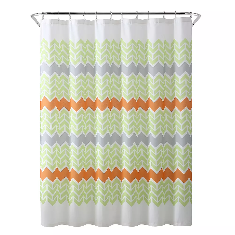 Freshee Chevron Water Repellent & Odor Resistant Shower Curtain & Liner