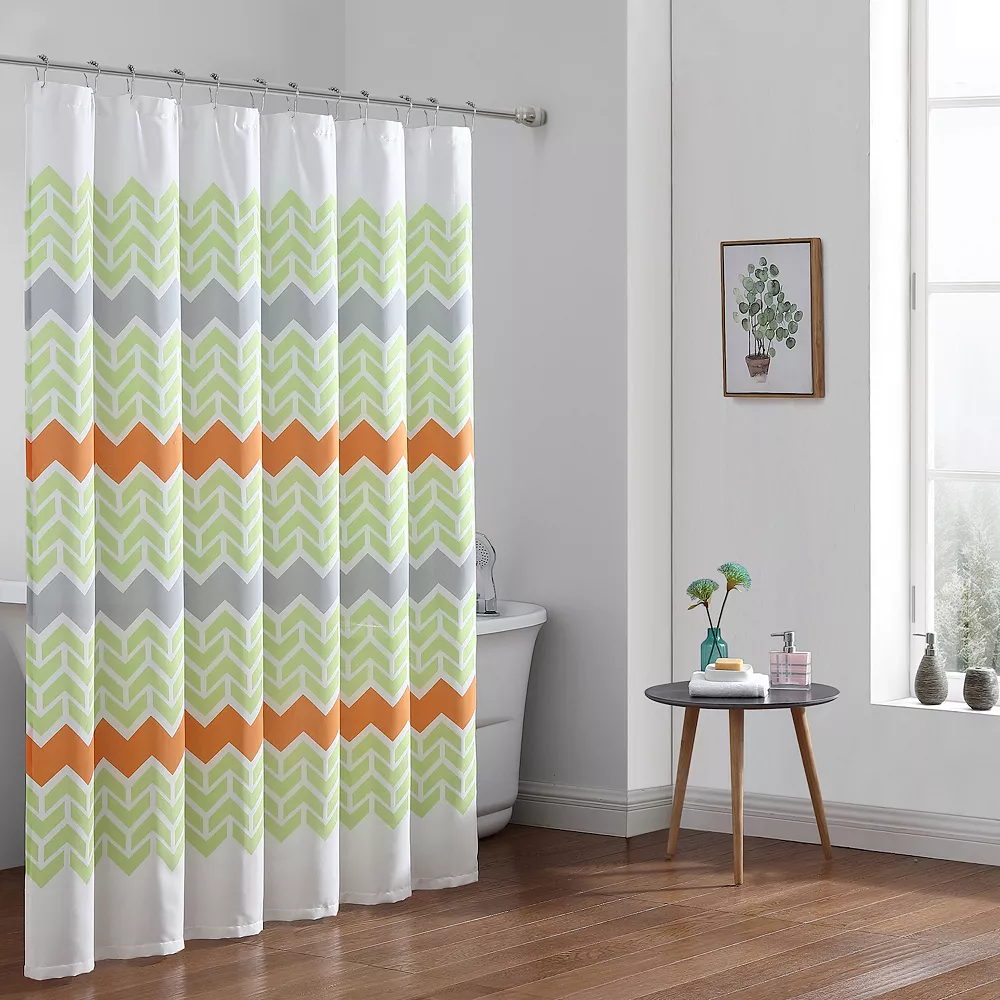 Freshee Chevron Water Repellent & Odor Resistant Shower Curtain & Liner - Image 2