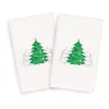 Linum Home Textiles 2-pack Christmas Three Trees Embroidered Hand Towel Set
