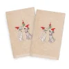 Linum Home Textiles Christmas 2-pack Cute Couple Embroidered Luxury Turkish Cotton Hand Towels