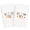 Linum Home Textiles 2-pack Christmas Snowfall Embroidered Hand Towel Set