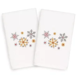 Linum Home Textiles 2-pack Christmas Snowfall Embroidered Hand Towel Set