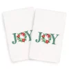 Linum Home Textiles Christmas 2-pack Joy Embroidered Luxury Turkish Cotton Hand Towels