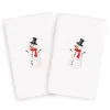 Linum Home Textiles 2-pack Snowman Embroidered Hand Towel Set