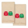 Linum Home Textiles Christmas 2-pack Sweaters Embroidered Luxury Turkish Cotton Hand Towels