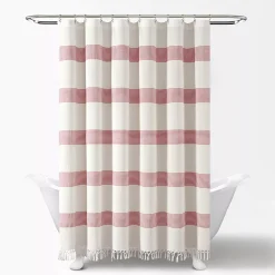 Lush Décor Lush Decor Tucker Stripe Yarn Dyed Cotton Knotted Tassel Shower Curtain