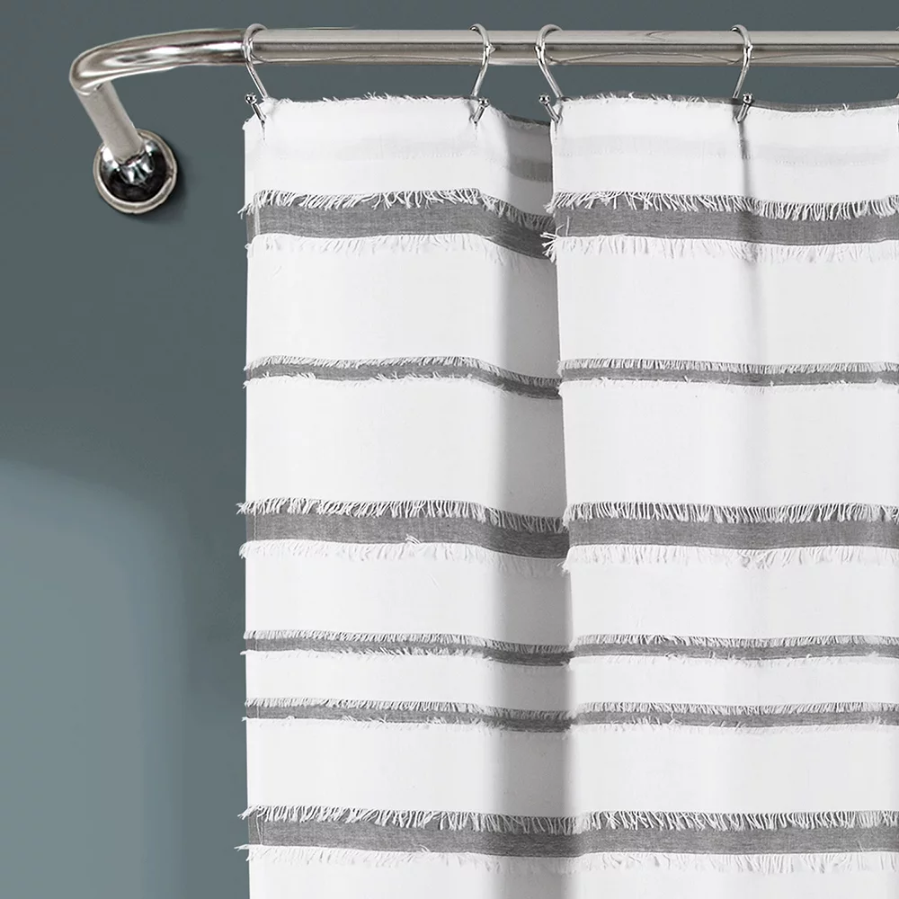 Lush Décor Lush Decor Stripe Clip Jacquard Shower Curtain - Image 2