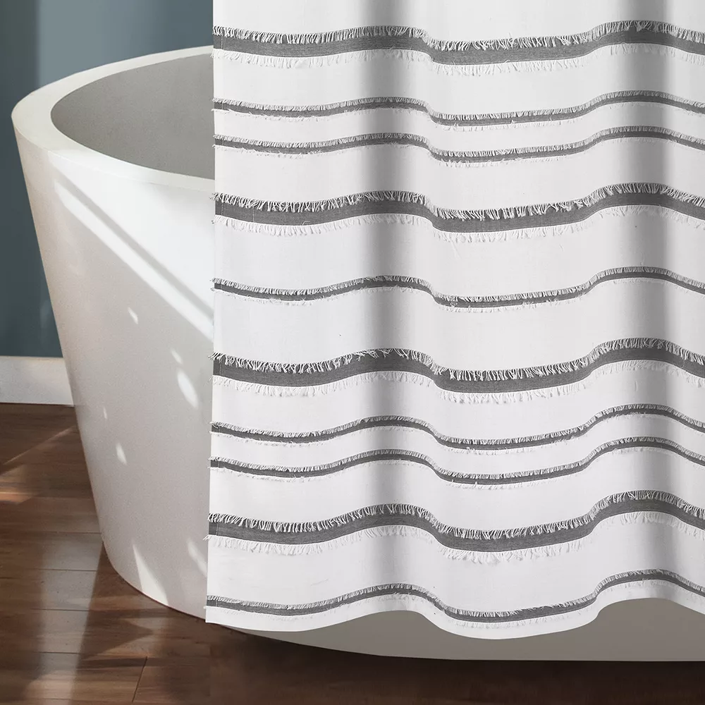 Lush Décor Lush Decor Stripe Clip Jacquard Shower Curtain - Image 3
