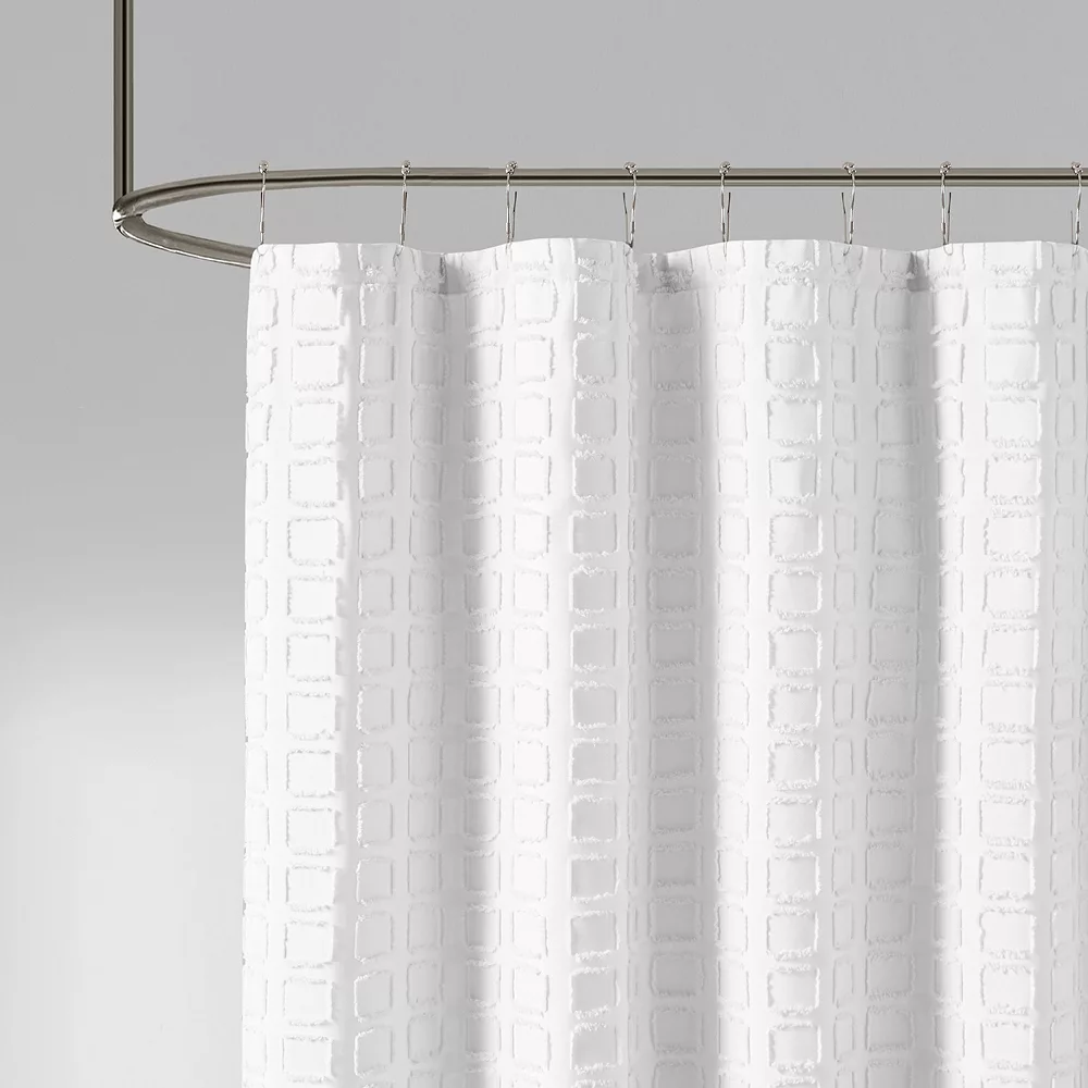 Madison Park Quade Woven Clipped Solid Shower Curtain - Image 2