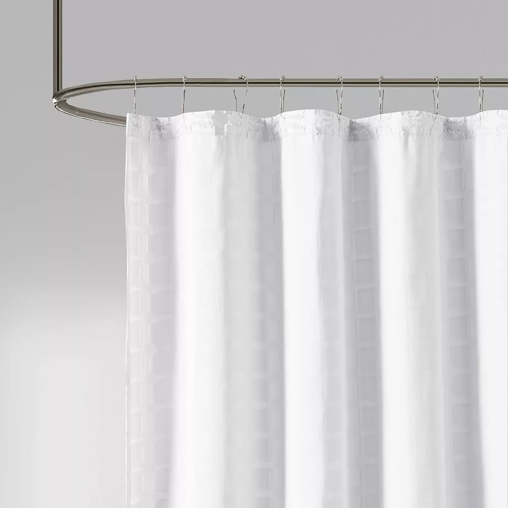 Madison Park Quade Woven Clipped Solid Shower Curtain - Image 3
