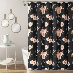 Lush Décor Lush Decor Vintage Paris Rose Butterfly Script Shower Curtain