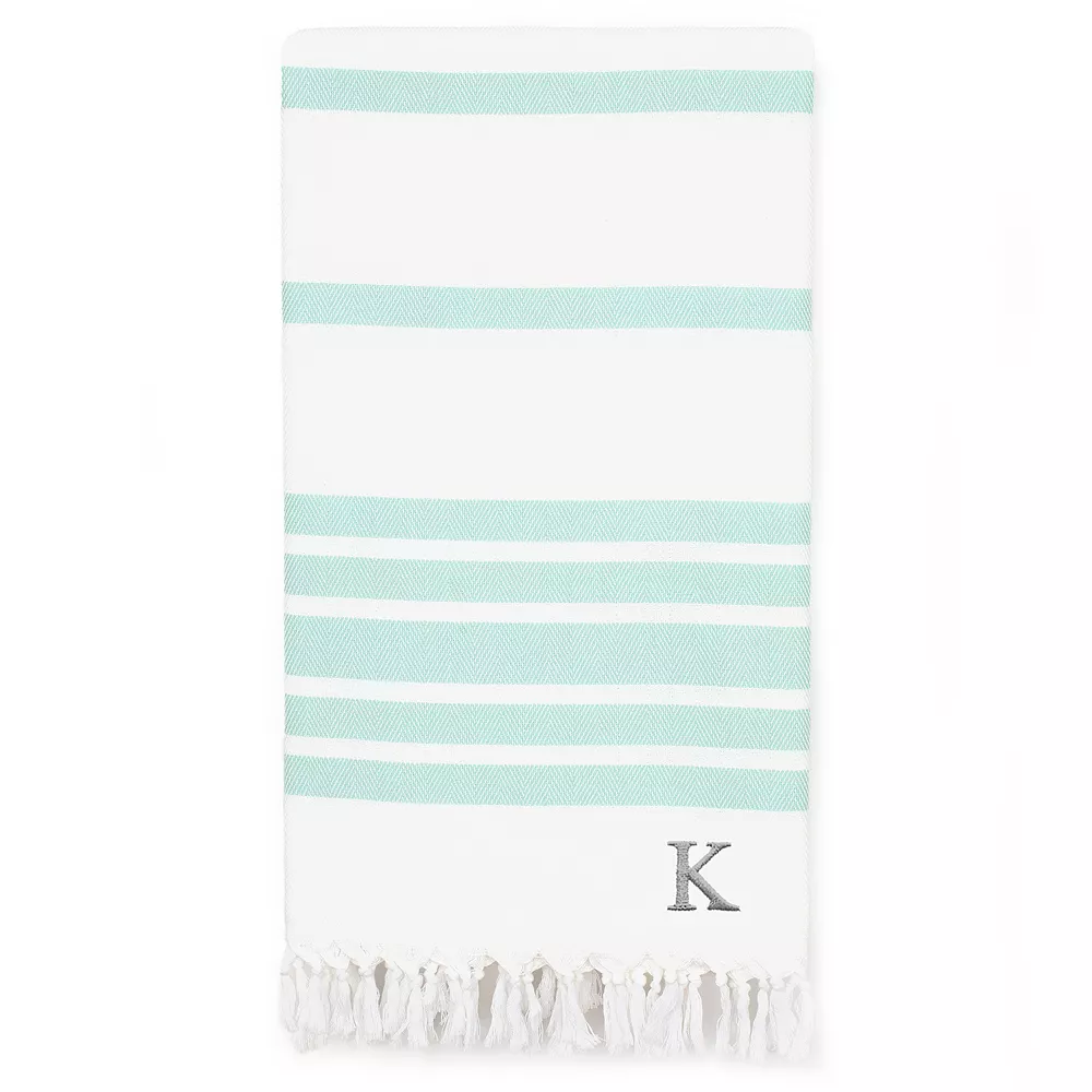 Linum Home Textiles Turkish Cotton Herringbone Personalized Pestemal Beach Towel