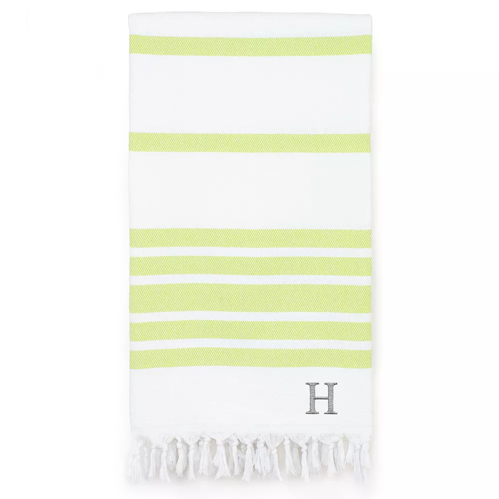 Linum Home Textiles Turkish Cotton Herringbone Personalized Pestemal Beach Towel