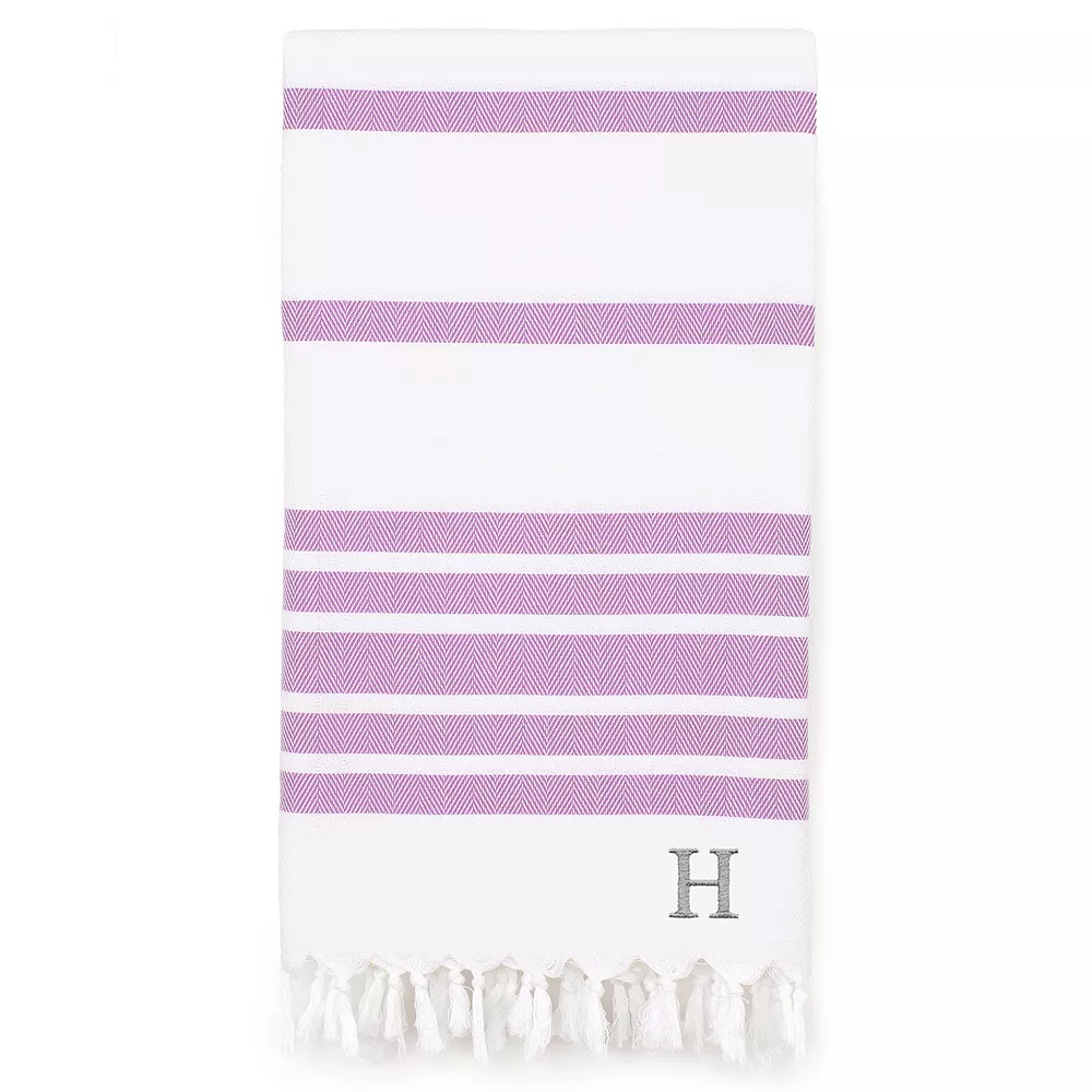 Linum Home Textiles Turkish Cotton Herringbone Personalized Pestemal Beach Towel