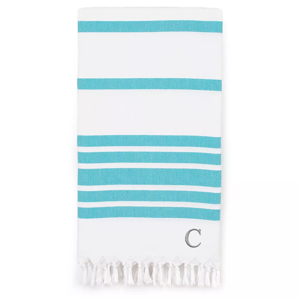 Linum Home Textiles Turkish Cotton Herringbone Personalized Pestemal Beach Towel
