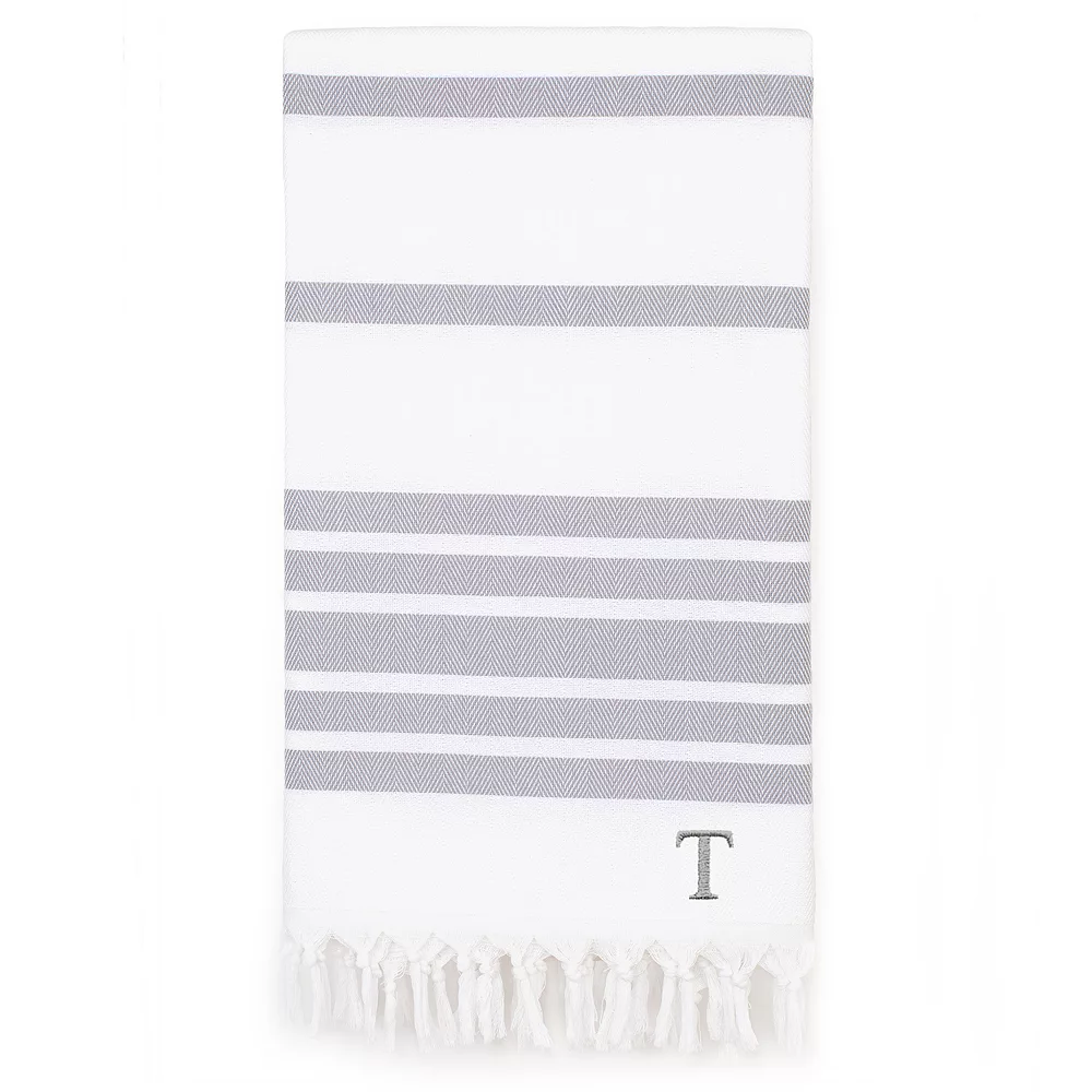 Linum Home Textiles Turkish Cotton Herringbone Personalized Pestemal Beach Towel