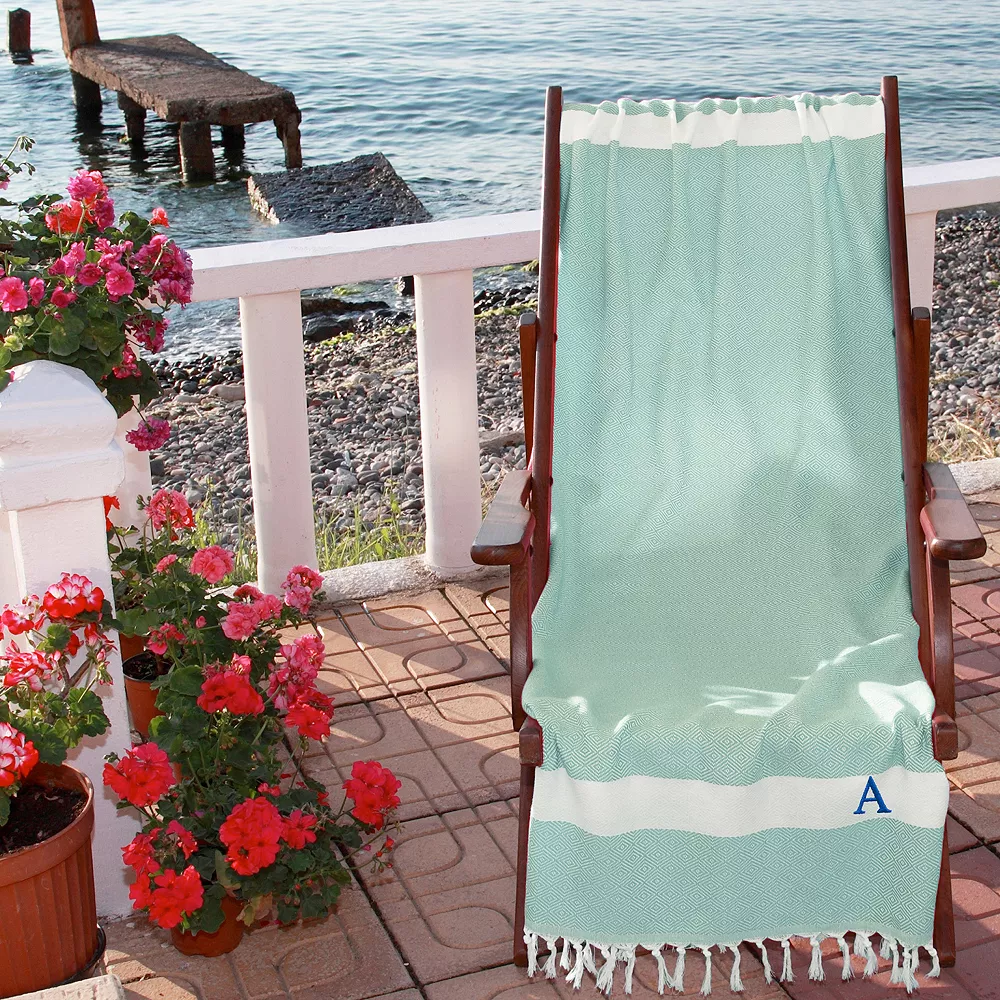 Linum Home Textiles Turkish Cotton Diamond Personalized Pestemal Beach Towel - Image 2