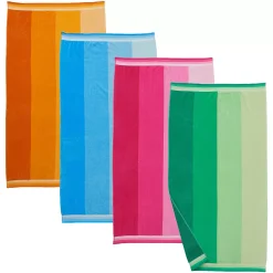 Great Bay Home 4-pack Velour Cabana Stripe Beach Towels