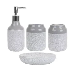 Home Basics Crackle 4-Piece Ceramic Bath Accessory Set
