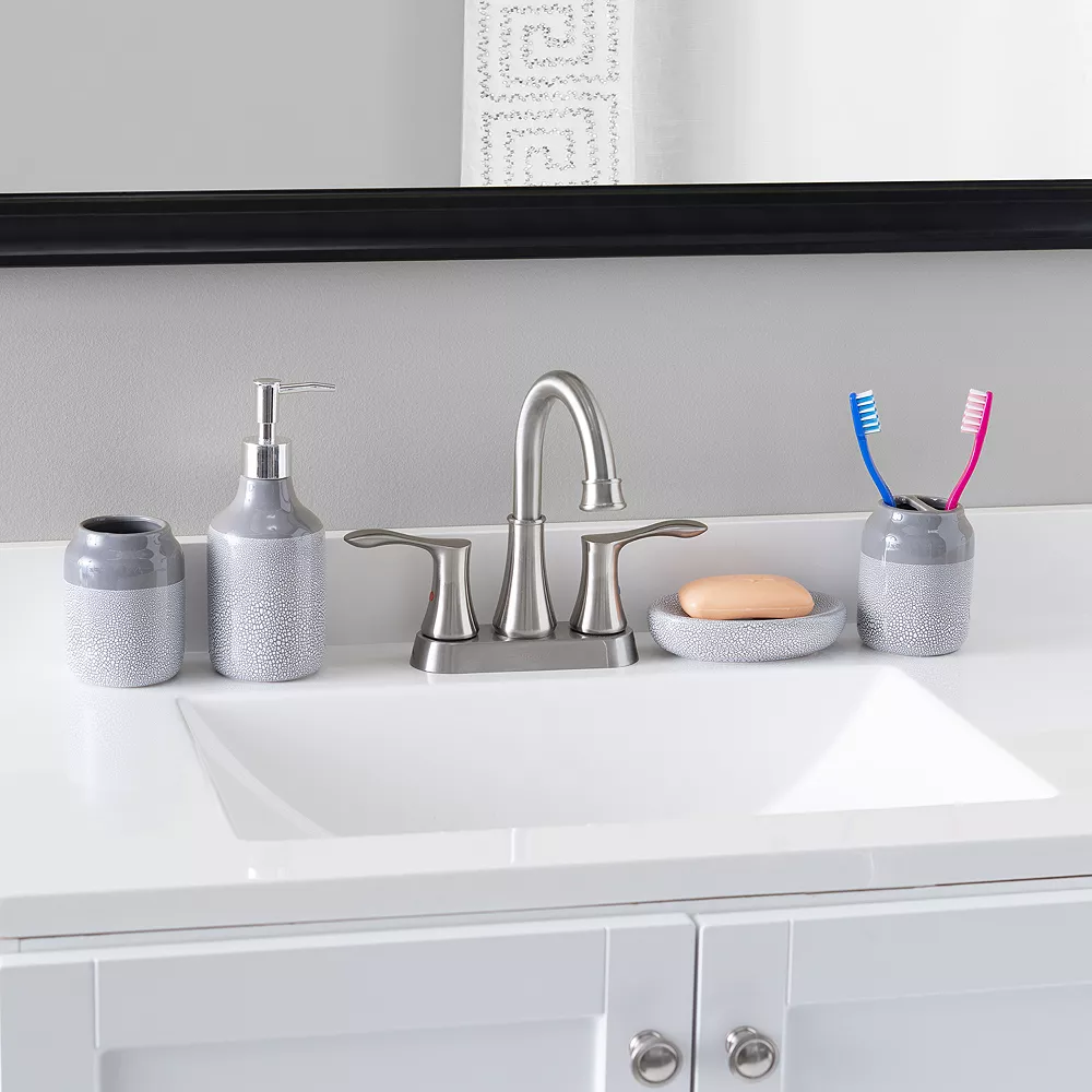 Home Basics Crackle 4-Piece Ceramic Bath Accessory Set - Image 2