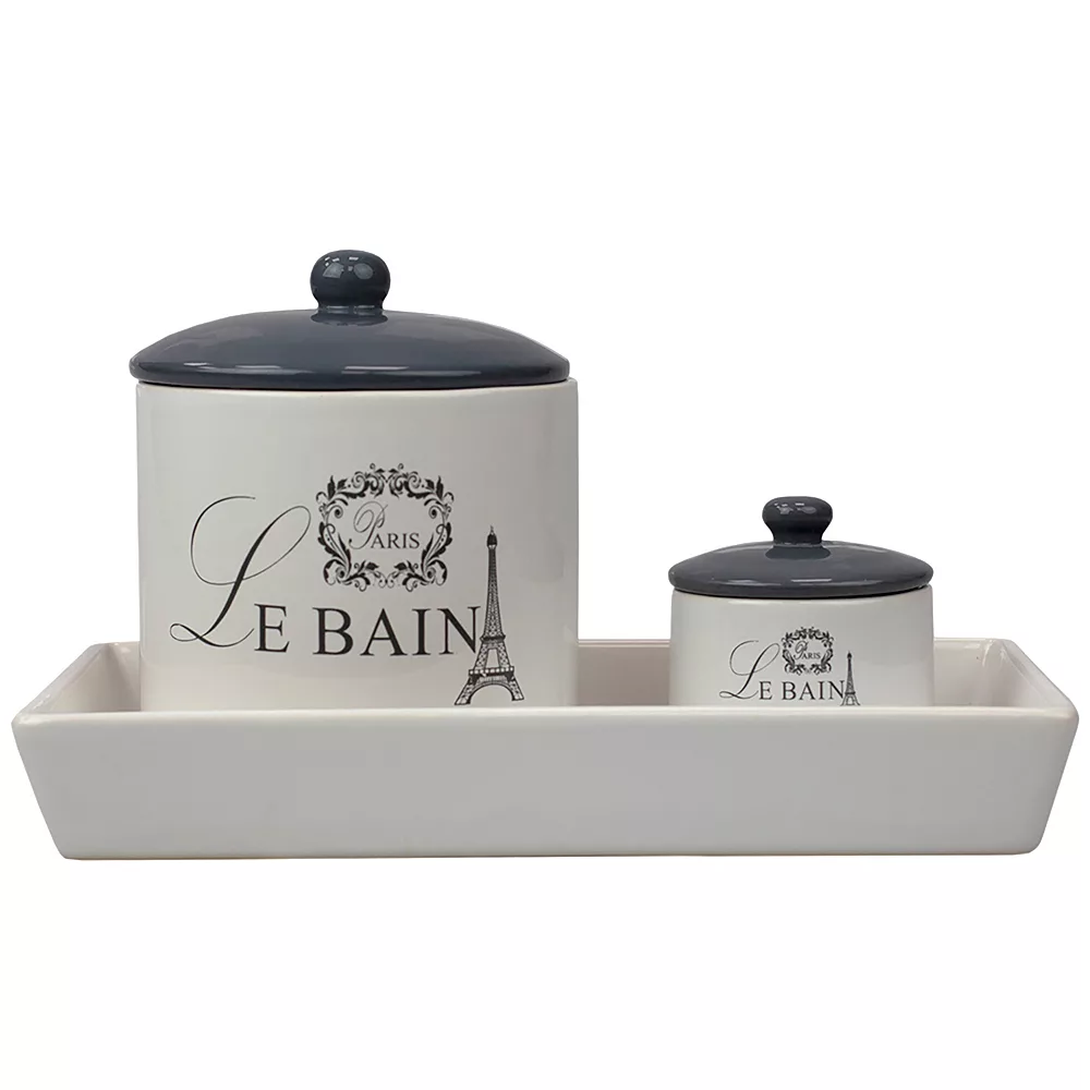 Home Basics Le Bain Paris 2-piece Ceramic Canister Set With Coordinating Ceramic Vanity Tray - Image 6
