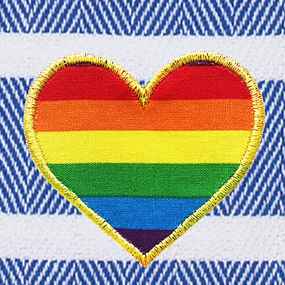 Linum Home Textiles Turkish Cotton Herringbone Cheerful Rainbow Heart Pestemal Beach Towel - Image 3