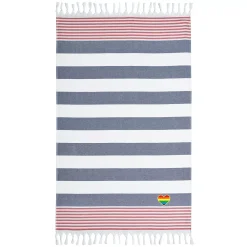 Linum Home Textiles Turkish Cotton Patriotic Cheerful Rainbow Heart Pestemal Beach Towel