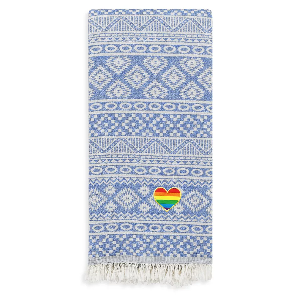 Linum Home Textiles Turkish Cotton Sea Breeze Cheerful Rainbow Heart Pestemal Beach - Image 5