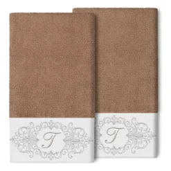 Linum Home Textiles Turkish Cotton Monica 2-piece Embellished Bath Towel Set