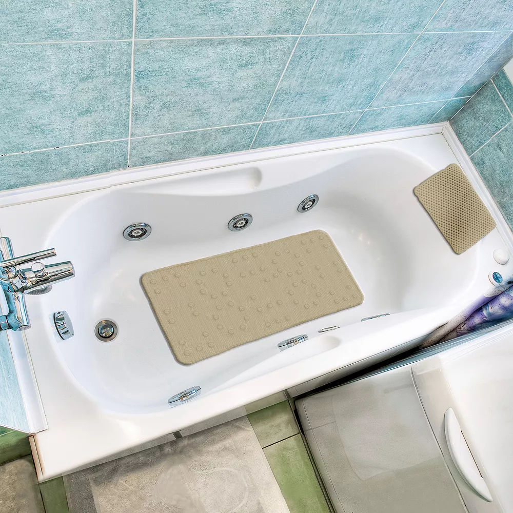 Popular Bath 2-piece Waffle Tub Mat & Spa Pillow Set - Image 2