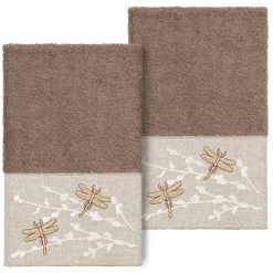 Linum Home Textiles Turkish Cotton Braelyn 2-piece Embellished Hand Towel Set