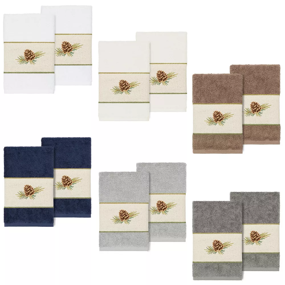 Linum Home Textiles Turkish Cotton Pierre 2-piece Embellished Hand Towel Set - Image 3