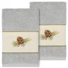 Linum Home Textiles Turkish Cotton Pierre 2-piece Embellished Hand Towel Set