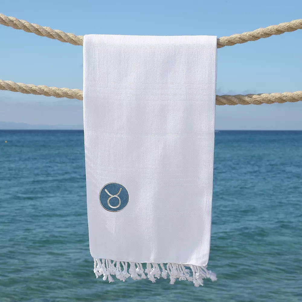 Linum Home Textiles Turkish Cotton Summer Fun Horoscope Taurus Pestemal Beach Towel - Image 3
