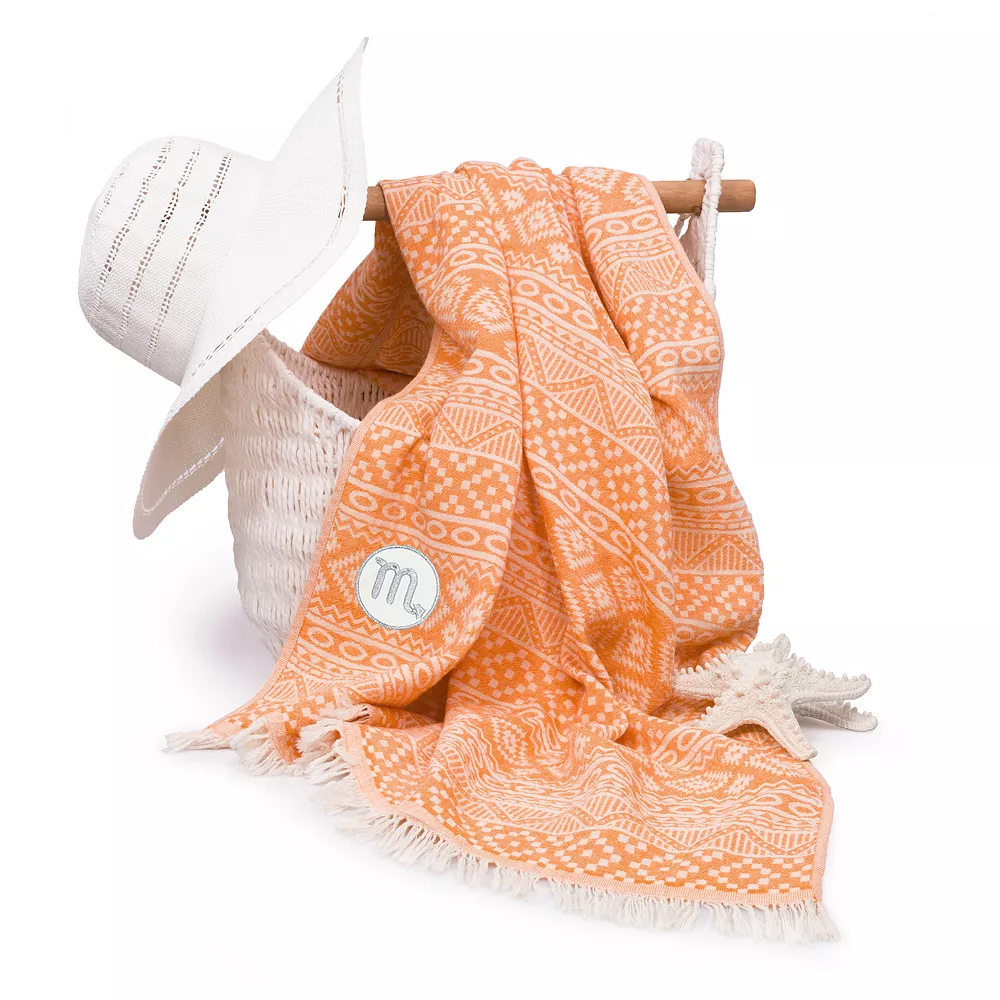 Linum Home Textiles Turkish Cotton Sea Breeze Horoscope Scorpio Pestemal Beach Towel - Image 2